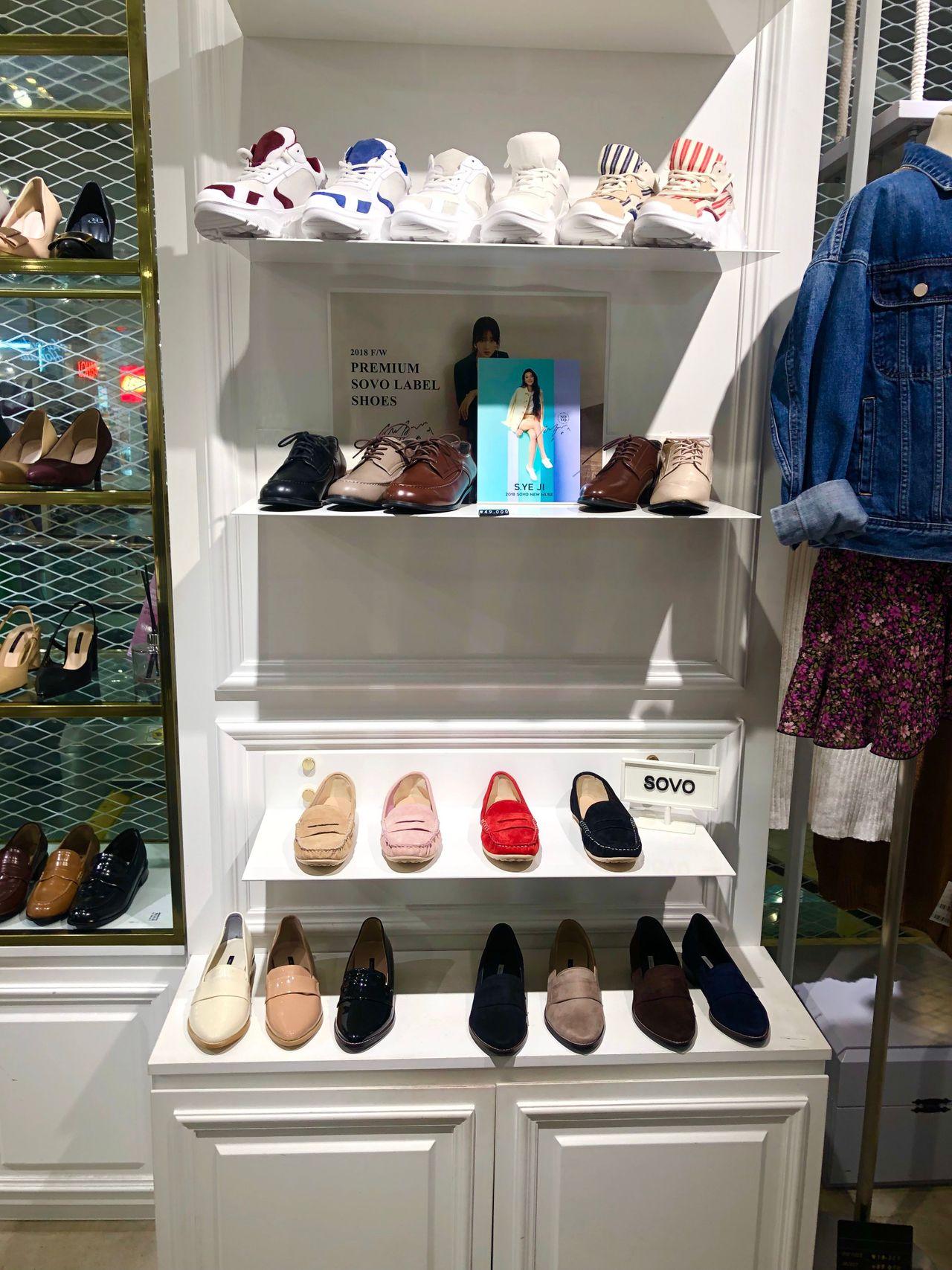 Premium women's casual and formal shoes displayed at a SOVO store, highlighting their quality craftsmanship and fashionable designs.
